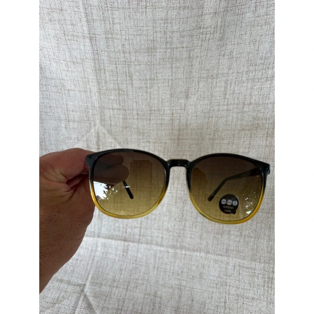 Komono Sunglasses Unisex OS Black Yellow New UV400 Gradient Round Frame Eyewear